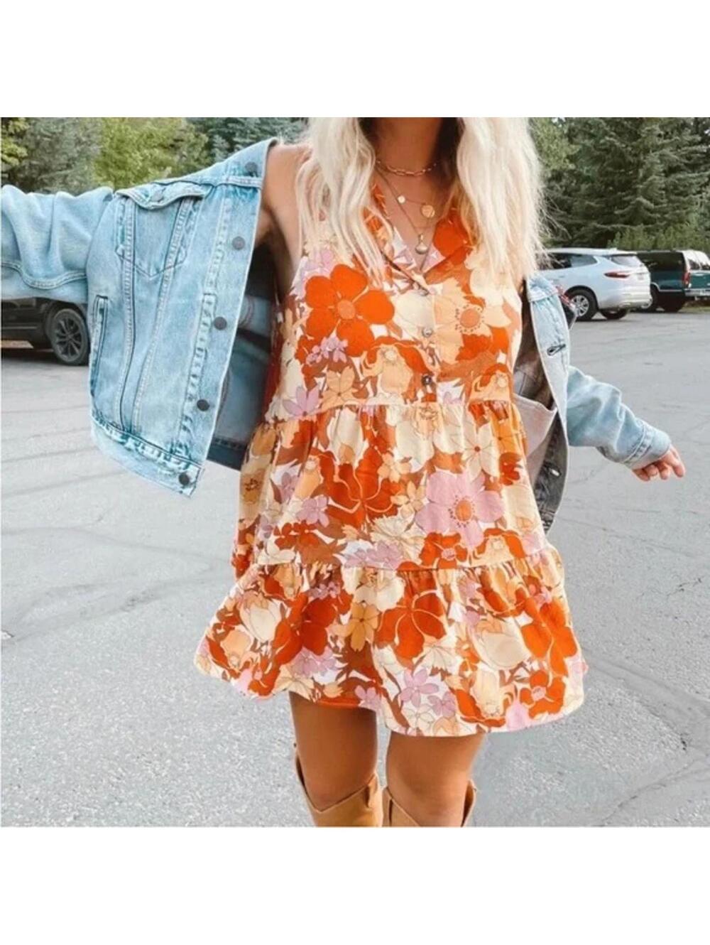 Show Me Your Mumu Groovy Collared Mini Dress in Party Poppy Size XXL